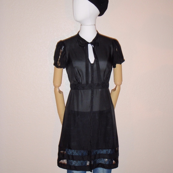 Silk & Lace Neck-tie Tunic or Mini Dress - Picture 6 of 6
